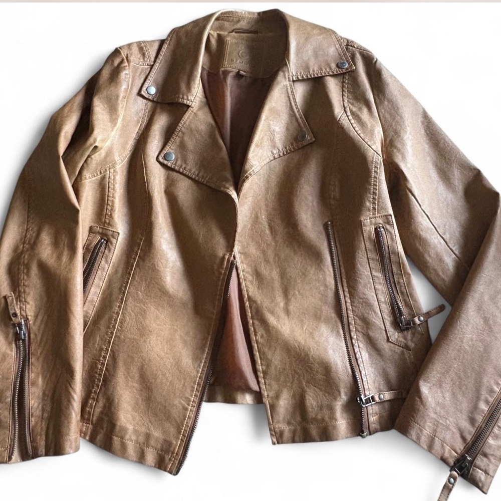 Max Studio Light Brown Leather Jacket